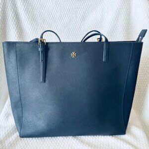 NWOT Tory Burch Emerson Medium Saffiano Leather Tote Navy Laptop Bag